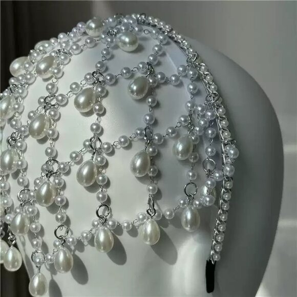 Stunning Drip Hair Net Headpiece - Picture 3 of 4
